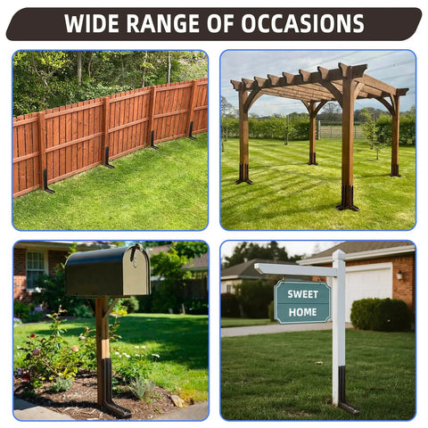 Adjustable Fence Post Repair Kit With Pro Grade Heavy Duty Steel Ground Spike And H Design For Rotted Tilted Or Leaning Wood Posts Quick Fix For Strong Long Lasting Fence Stability And Easy Install used in fences, pergolas, mailboxes, and signs