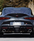 Rear view of car with Urban Matte Muffler Mat For Toyota GR Supra DB42 Low Back Pressure Quiet Performance Exhaust and Intake