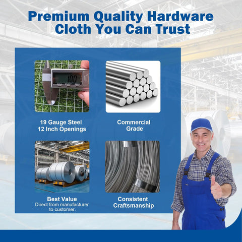 Heavy Duty 19 Gauge Hardware Cloth Half Inch Square Mesh 16 Inch Wide By 50 Feet Long Welded Wire Fence Roll features commercial grade steel.