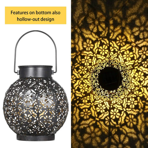 Outdoor Solar Lanterns Hanging Lights For Patio Porch Backyard Decorative Garden Lamps Metal Waterproof LED Lanterns With Auto On Off