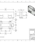 Technical drawing of Beefy Heavy Duty Concealed Panel Roto Lock Kit with Draw Latch and Coffin Lock Shallow Tab dimensions.