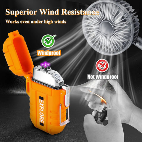 Waterproof Outdoor Lighter USB C Rechargeable Windproof Flameless Dual Arc Plasma Lighter with fan comparison