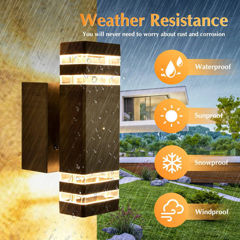 Dusk To Dawn Porch Light With Outlet And Up Down Exterior Wall Fixture, Black Waterproof Outdoor Light With Weather Resistance