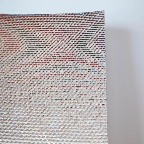 Self-Adhesive Aluminum-Fiberglass Heat Shield Wrap, 15 By 48 Inches, Aluminum-Backed Thermal Reflective Insulation Barrier close-up view