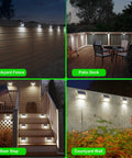 Outdoor Solar Deck Lights 6 Pack Waterproof Fence Post Lights For Backyard Patio Stair Wall Lighting With 3 LED Cool White