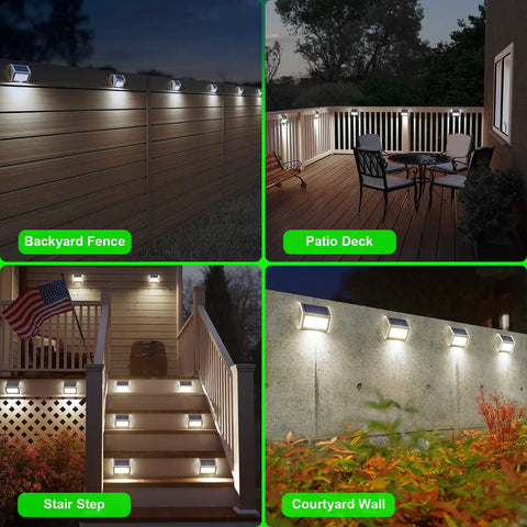 Outdoor Solar Deck Lights 6 Pack Waterproof Fence Post Lights For Backyard Patio Stair Wall Lighting With 3 LED Cool White