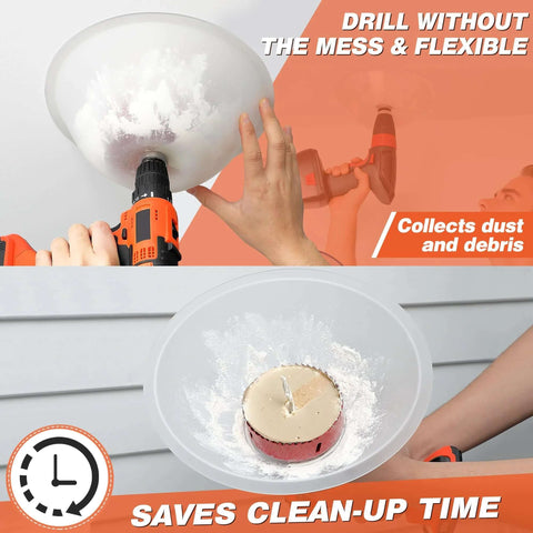 Gulfmew drill dust bowl, 1 pack, silicone transparent sawdust collector for drilling with all hole saws