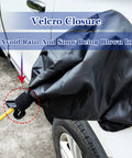Outdoor All Weather EV Charger Port Cover With Magnetic Attachment on a white car, emphasized Velcro closure and weatherproof design.