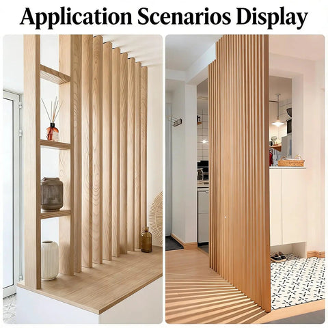 Wood slats room partition using beefy 360 degree concealed door hinge with adjustable shaft aluminum alloy and cold rolled steel.