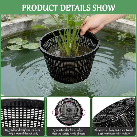 Weatherproof Hydroponic Net Pots Set For Seedlings And Water Plants Heavy Duty Reusable Garden Cups in pond with plant