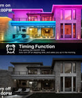 Image of house exterior with 100ft Waterproof LED Strip Lights With Remote And App Control RGB SMD 5050 Color Changing Mood Lighting at night