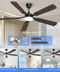 52 Inch Modern Ceiling Fan With Lights And Remote Control, Quiet DC Reversible Motor, in various indoor room settings