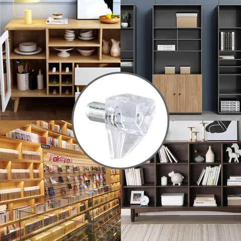 Knockout 5mm Cabinet Shelf Clips, No Sweat Snap Install, Heavy Duty Hold That Stays Put, clear pegs on shelving units.