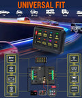 Eight Gang RGB Switch Panel for Cars Trucks Boats Marine ATVs UTVs Universal Circuit Control Relay System with LED display