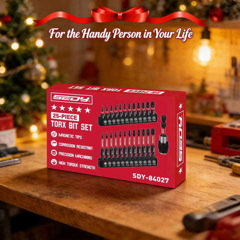 25 Piece Torx Bit Set With Security Tamper Proof Bits For Impact Drivers, 1 Inch And 2.5 Inch Shank Sizes, T5 Through T40, CNC Machined Magnetic Tips, S2 Steel, High Torque Precision Tools With Durable Storage Case