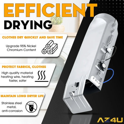 Durable Dryer Heating Element Assembly Replacement For Go To Dryers Models DV42H5200EP A3, shows nickel-chromium wire