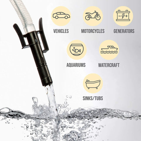Battery Powered Fuel Transfer Pump With Auto Stop, 3x More Powerful For Gas, Water And Other Liquids with hose shown in use