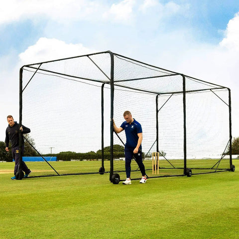 Portable Mobile Baseball Batting Cage With Wheels 36ft Net With Padding Easy Setup On Any Surface Heavy Duty Wheel System