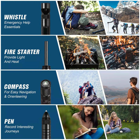 All In One Survival Pen Dope Eleven In One Multi Tool Pen With Paracord Window Breaker Compass Fire Starter Knife Whistle
