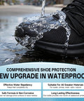 Shoe Protector Spray Waterproof Formula Builds Invisible Shield For Sneakers And Boots Against Rain Slush Mud And Coffee To Keep Your Kicks Looking Legit All Year Long, black sneaker with water repellent feature.