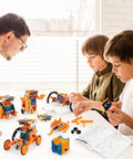 Sun Powered 13 in 1 Solar Robot Kit for Kids Ages 8 to 12 building session with children at a table