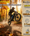 King Of The Road Dual Motor Electric Bike For Adults with 4000W motor performing off-road jump in autumn scenery.
