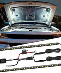 2 Pack Underhood LED Light Strips Waterproof 42LED 40cm Engine Bay Work Light With On/Off Switch 6000K White for cars and trucks