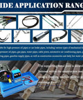 Wide application range showing different hydraulic hoses, pipes, and hose crimper machine used for various automotive and construction needs.