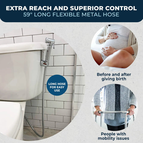 Built To Last Solid Metal Handheld Bidet Sprayer For Toilet With 59 Inch Hose And Leak Proof T Valve Jet Spray in bathroom
