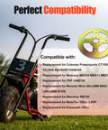 Mini bike with compatibility list, featuring a 60T 420 Sprocket With 37mm Bore 6 Hole Mount Beefed Up High Torque Rear Chain Sprocket Replacement