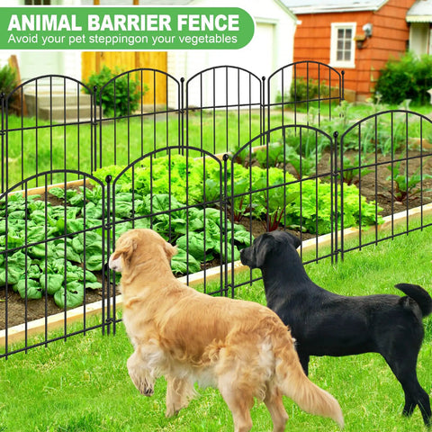 Rustproof 10 Pack Garden Fence Set, 17 Inch High Arched Metal Animal Barrier For Flower Beds, Rabbits And Dogs, No Dig Ground Defense