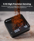 Palm Size Espresso Scale With Timer And USB C Rechargeable Battery, 2kg Capacity At 0.1g Precision For Espresso And Pour Over, Black