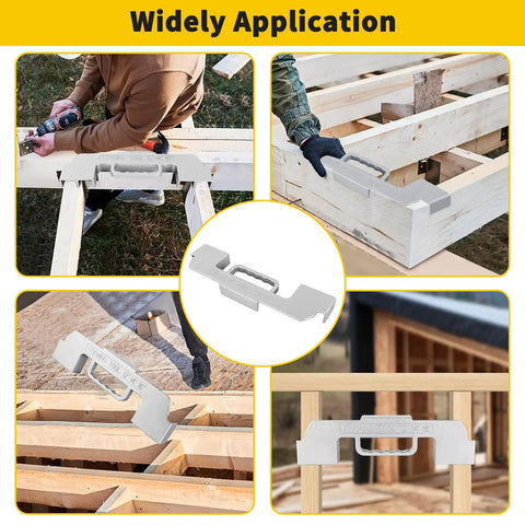 Heavy Duty 3 In 1 Framing Tool With 12 14 16 Inch On Center Stud Layout Gauge Made From Solid Cast Aluminum in use.