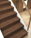 Dark Brown Peel And Stick Floor Tiles 6x36 Inch Waterproof Vinyl Planks Self Adhesive Wood Look Flooring For Bedroom Kitchen Bathroom Living Room 54 Sq Ft 36 Tiles Easy DIY Install on stairs