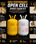 Pro Grade Open Cell Spray Foam Insulation Kit With Hose And Gun Included, components for sound dampening and air sealing.