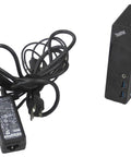Slick Black USB 3.0 Dock For Straight Up USB Plug And Play Connectivity Rock Solid Wired Hub With USB 3.2 Gen 1 Ports Model 03X6059 with power adapter.
