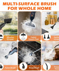 Multi-Surface Brush for Whole Home, featuring various tools for cleaning windows, fabric, surfaces, and more.