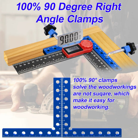 4 Piece 5.5 Inch Aluminum 90 Degree Corner Clamps For Woodworking Pro Grade CNC Machined Right Angle Clamps, Easy Install, Heavy Duty L shaped clamps holding wood at 90 degrees