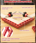 8Pack Corner Clamps For Woodworking 90 Degree Right Angle Squares showing extended bolts and measurements