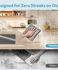 Tekswip 12x12 inch gray microfiber cleaning cloths, 6-pack for glass, stainless steel and kitchen surfaces — front view