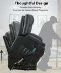Extra Wide Lift Chair With Heat And Massage For Adults And Seniors, Faux Leather Power Lift Recliner in standing position