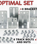 J6 Track Jamb Bracket Set For Garage Doors, Heavy Duty Replacement Hardware with 8 brackets, nuts and bolts displayed