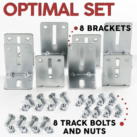 J6 Track Jamb Bracket Set For Garage Doors, Heavy Duty Replacement Hardware with 8 brackets, nuts and bolts displayed