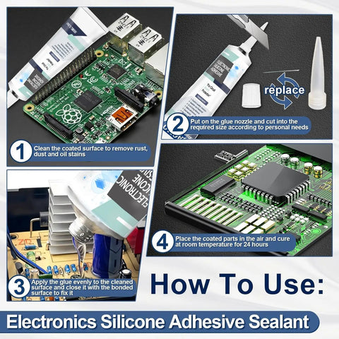 Step-by-step guide on using Transparent 100ml Conformal Coating For Electronics With Silicone Adhesive Sealant, ideal for circuit boards.