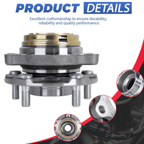 Front Wheel Hub Bearing Assembly With Encoder ABS For 2007-2012 Nissan Altima 2.5L FWD 5 Lug, OE Replacement 513294 HA590250, side view