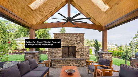 Outdoor patio with 36 Inch Ceiling Fan Downrod in Coal Finish, Beefy Steel Rod for DR536-CL Compatible Fans installed.