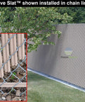 Beige Wave Slat Privacy Slats For Chain Link Fences Single Wall Bottom Locking Design Fits 4 To 8 Foot High Fences installed.
