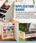 Heavy Duty Soft Close Drawer Slides Full Extension Side Mount Runners With Drop Dead Quiet Damping For Wood Cabinetry used in a kitchen and truck.