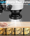 Trinocular Microscope With Awesome 4K Camera Kit 7X To 45X Zoom Eyepieces 0.5X Photo Eyepiece Ergonomic Stand USB Control Mouse And 60 LED Ring Light, 60-LED ring light close-up