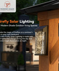 Firefly solar lighting on wooden frame with LED lights in outdoor setting